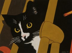 Katze gemalt in Tempera - Katzengemlde 10 der Kunstmalerin Marion Lux, Berlin