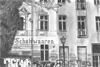 Kreuzberg-Motiv Hausfassade Admiralstrae (Berlin-Kreuzberg) - Bleistiftzeichnung von Marion Lux, Berlin